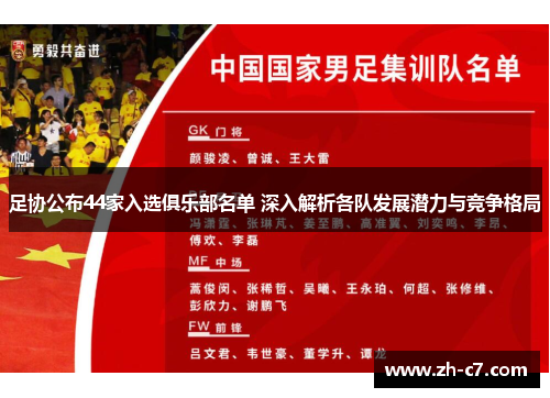 足协公布44家入选俱乐部名单 深入解析各队发展潜力与竞争格局